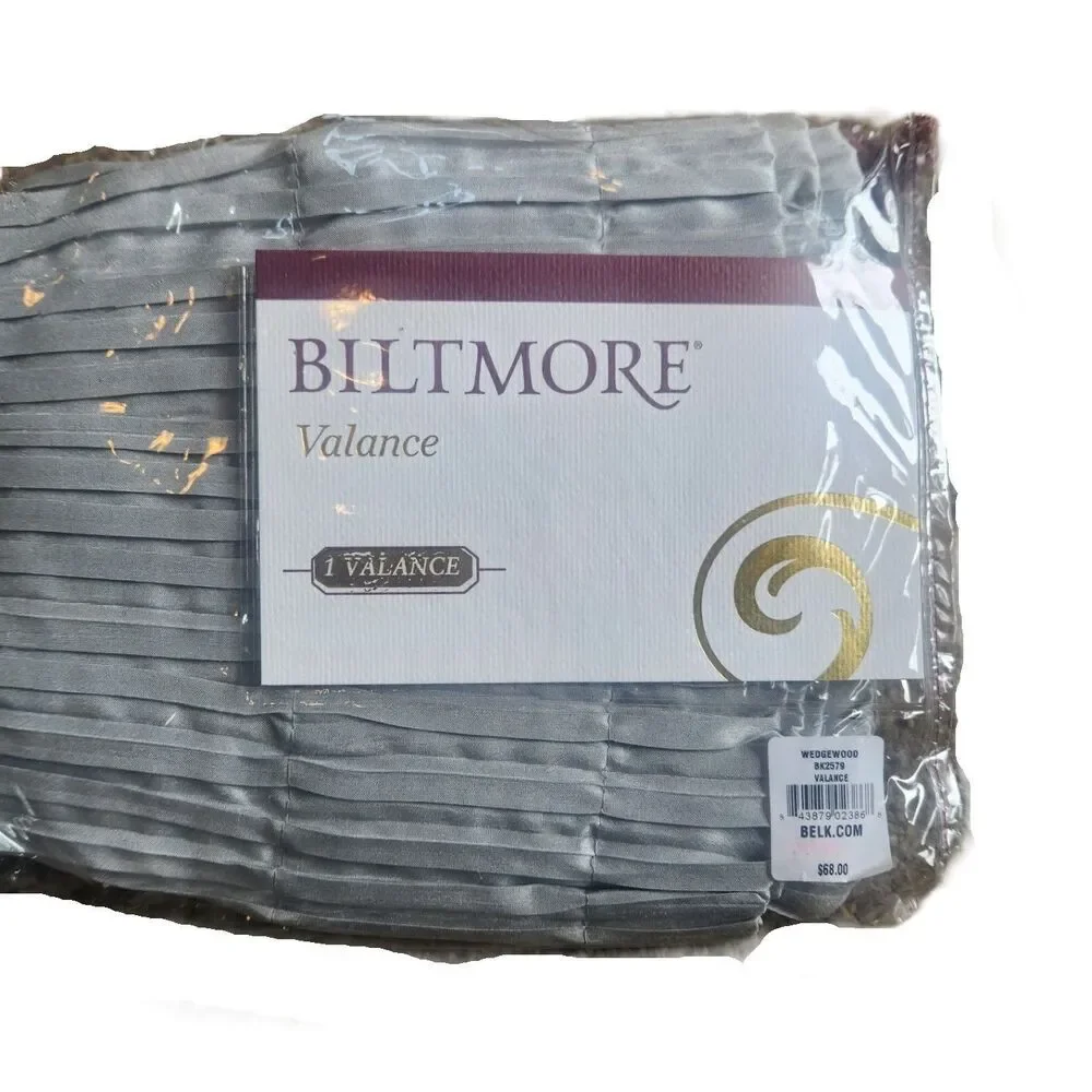 Pleated Gray Polyester Valance by Biltmore Wedgewood Pattern 82